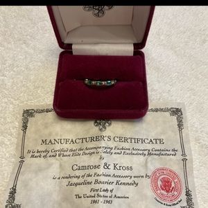 Vintage Camrose and Kross JBK emerald Ring